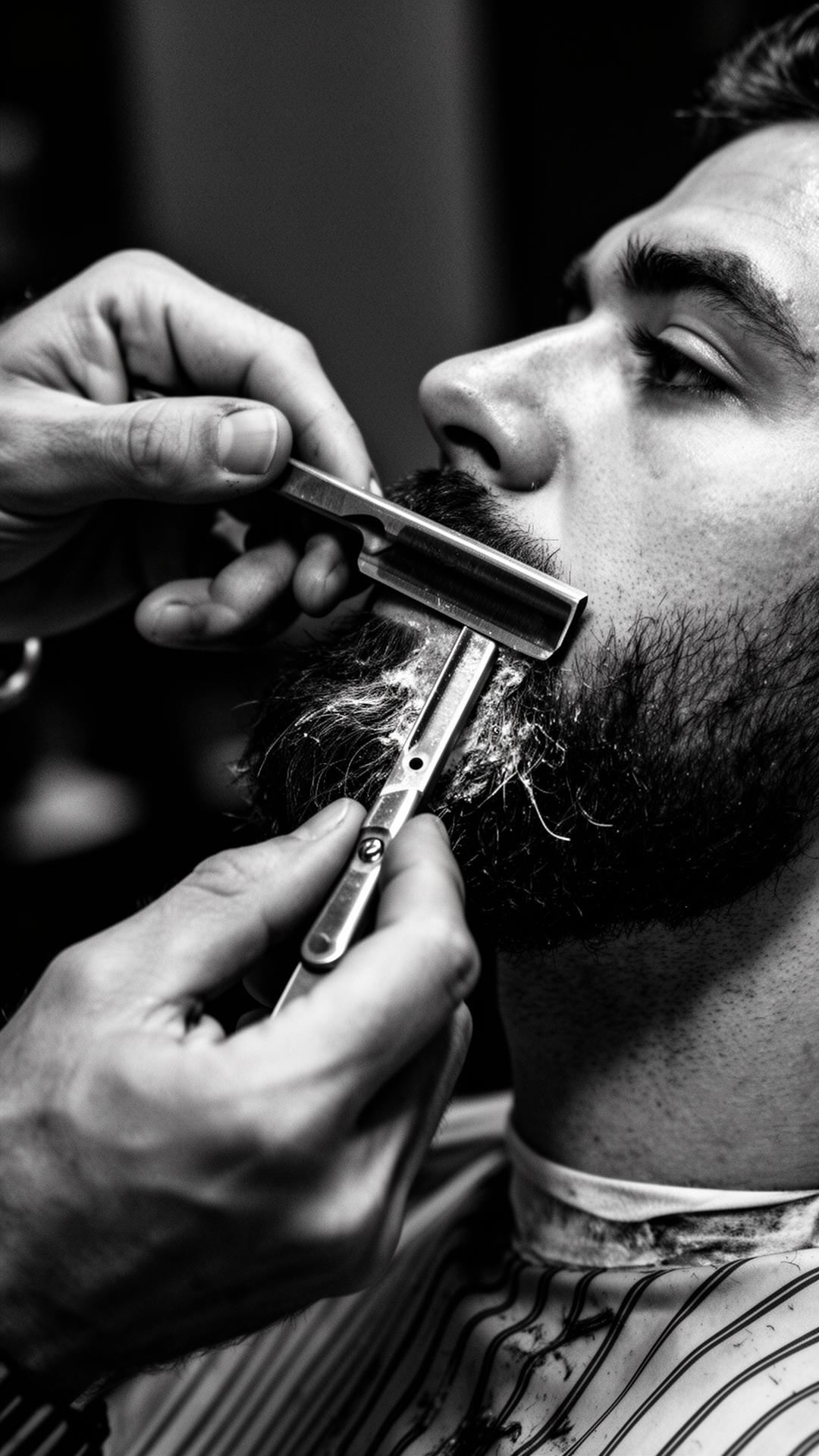 Barbeiro trabalhando com navalha